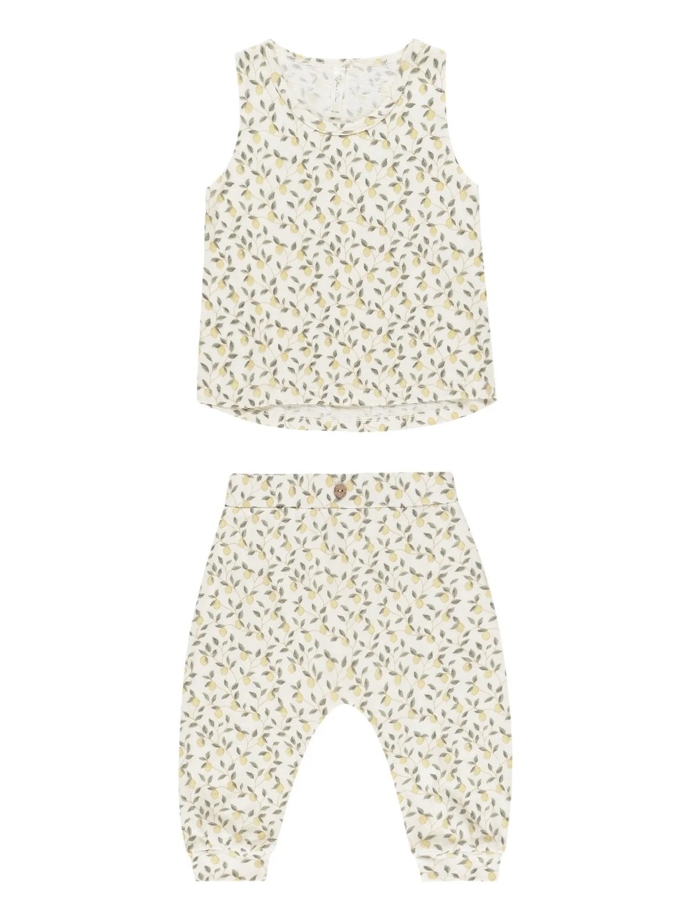 Rylee + Cru Cream Tank Top and Pants Set Lemon and Leaf Print